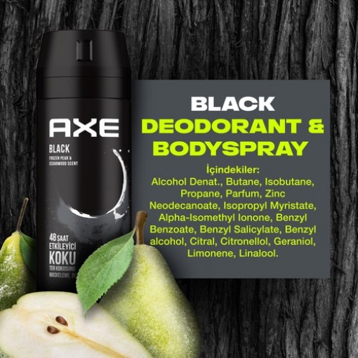 Axe Erkek Deodorant & Bodyspray Black 48 Saat Etkileyici Koku 150 Ml X3