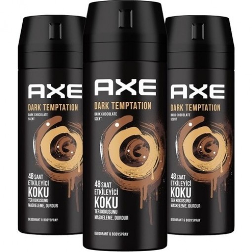 Axe Erkek Deodorant & Bodyspray Dark Temptation 48 Saat Etkileyici Koku 150 Ml X3