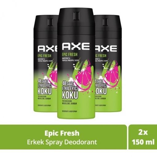 Axe Erkek Deodorant & Bodyspray Epic Fresh 48 Saat Etkileyici Koku 150 ml X3 Adet