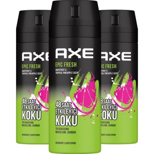 Axe Erkek Deodorant & Bodyspray Epic Fresh 48 Saat Etkileyici Koku 150 ml X3 Adet