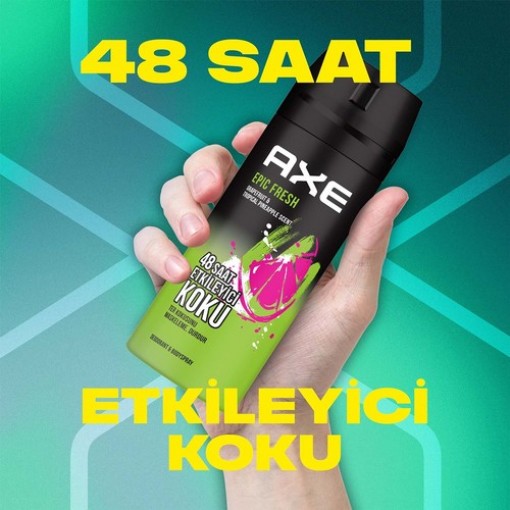 Axe Erkek Deodorant & Bodyspray Epic Fresh 48 Saat Etkileyici Koku 150 ml X3 Adet