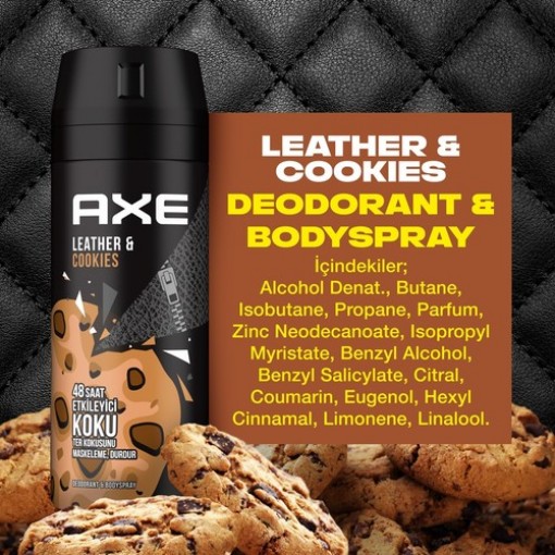 Axe Men Deodorant Leather & Cookies 150 ml - 3 Adet