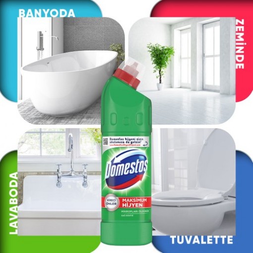 Domestos Dağ Esintisi Maksimum Hijyen Çamaşır Suyu 750 ml - 3 lü Paket Domestos Dağ Esintisi Maksimum Hijyen Çamaşır Suyu 750 ml - 3 lü Paket