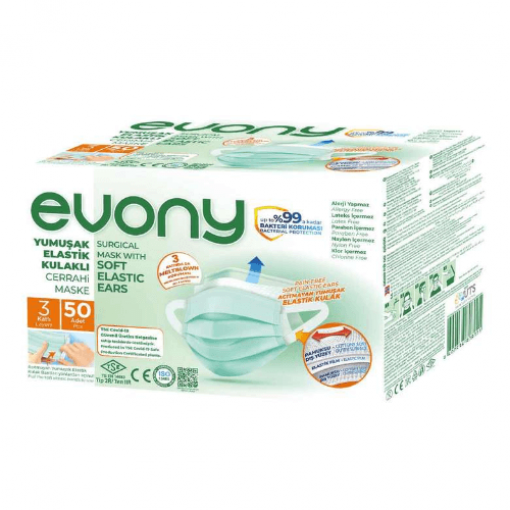 Evony 3 Katlı Cerrahi Maske 50 li Evony 3 Katlı Cerrahi Maske 50 li