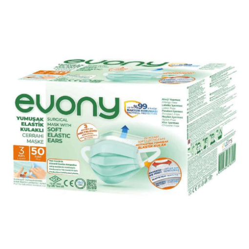 Evony 3 Katlı Cerrahi Maske 50 li