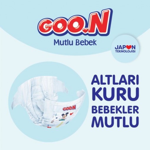 Goon Mutlu Bebek Bant Bebek Bezi 3 Beden Aylık Fırsat Paket 200 adet