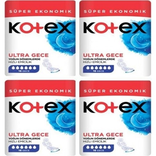Kotex Ultra Quadro Süper Eko Gece 16 lı x 4 Adet