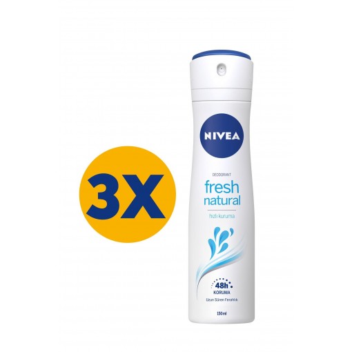 Nivea Fresh Natural Kadın Sprey Deodorant 3 x 150 ML