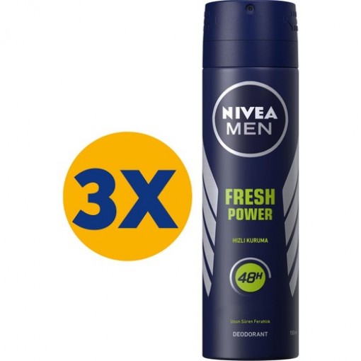 Nivea Fresh Power Sprey Deodorant 150ml Erkek 3 lü Paketv