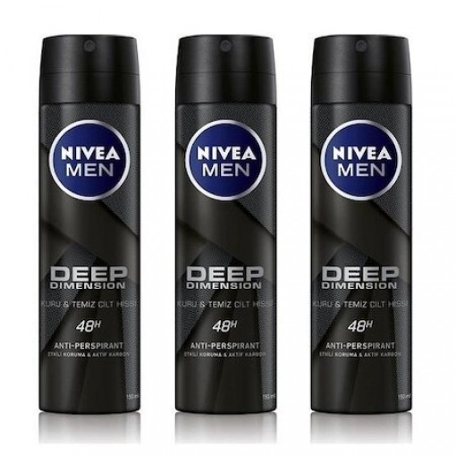 Nivea Men Deep Dimension Erkek Sprey Deodorant 3 x 150 ML