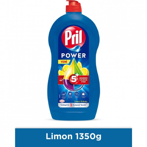 Pril Power 5+ Etki Sıvı Elde Bulaşık Yıkama Deterjanı Limon 1350 gr