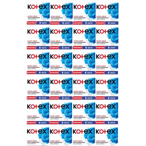 Kotex Tekli Gece Hijyenik Ped 24*6=144 Adet